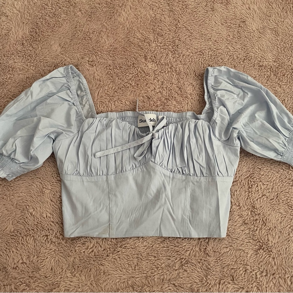 Sun-Deh Puff Sleeve Blouse Crop Top